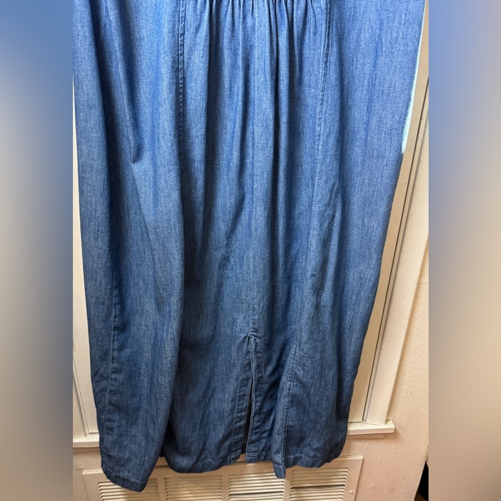 NWT Old Navy Denim Blue Chambray Square Neck 100% Cotton Midi Dress Size XXL - Picture 8 of 12